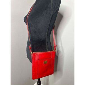 Lauren Ralph Lauren Red Pebbled Leather Crossbody – 9"x8"